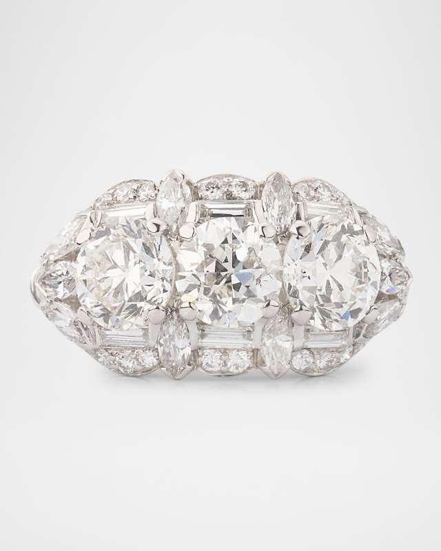 Estate Birks Platinum Diamond Princess Ring, Size